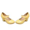 Meotina High Heels Women Mary Janes Party Shoes Pumps 2018 Spring White Shoes Thick High Heel Round Toe Shoes Ladies Blue Pink-Yellow-6-JadeMoghul Inc.