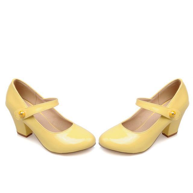 Meotina High Heels Women Mary Janes Party Shoes Pumps 2018 Spring White Shoes Thick High Heel Round Toe Shoes Ladies Blue Pink-Yellow-6-JadeMoghul Inc.