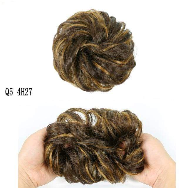MERISIHAIR Girls Curly Scrunchie Chignon With Rubber Band Brown Gray Synthetic Hair Ring Wrap On Messy Bun Ponytails AExp