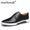 Merkmak New 2017 Men Casual Shoes Leather Summer Breathable Holes Luxury Brand Flat Shoes for Men Drop Shipping-black shoes-5.5-JadeMoghul Inc.