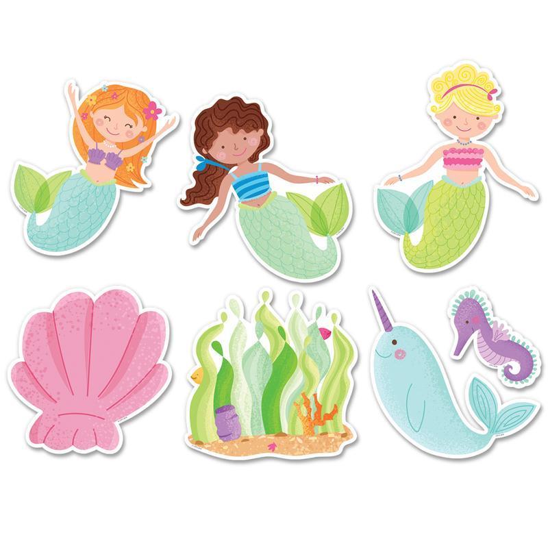 MERMAID FUN 6IN DESIGNER CUT-OUTS-Learning Materials-JadeMoghul Inc.