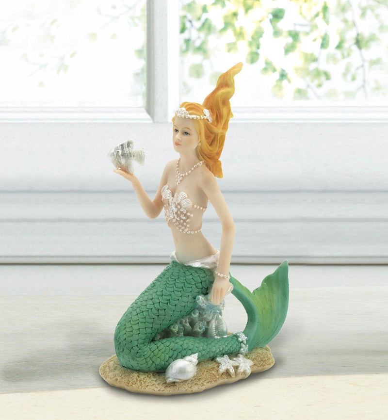 Living Room Decor Mermaid Holding Fish Figurine