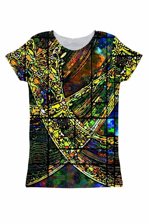 Merry Dancers Zoe Green Designer Print T-Shirt - Women-Merry Dancers-XS-Blue/Yellow/Green-JadeMoghul Inc.
