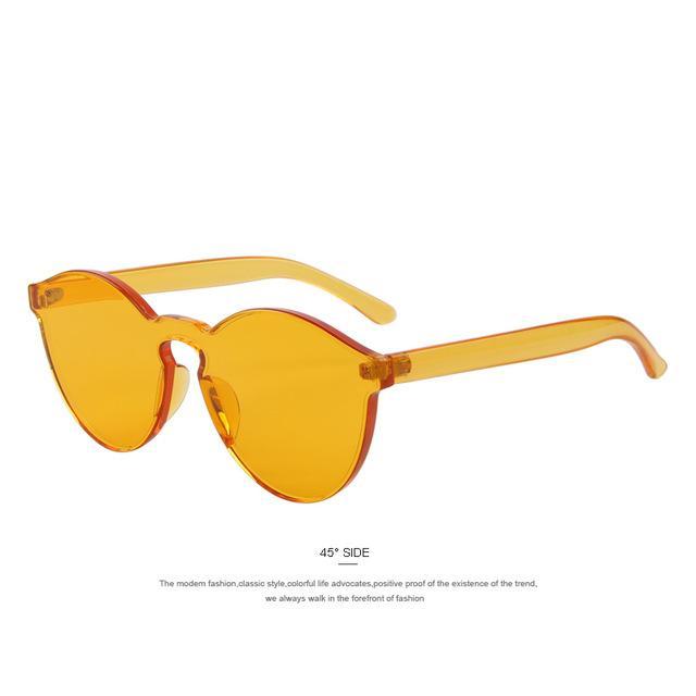 MERRY'S Fashion Women Cat Eye Shades Luxury Sun glasses Integrated Eyewear Candy Color UV400-C02 Orange-JadeMoghul Inc.