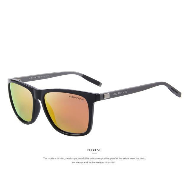 MERRY'S Unisex Retro Aluminum Sunglasses Polarized Lens Vintage Sun Glasses For Men/Women S'8286-C06 Red-JadeMoghul Inc.