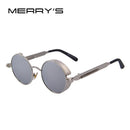 MERRY'S Vintage Women Steampunk Sunglasses Brand Design Round Sunglasses Oculos de sol UV400-C07 Silver-JadeMoghul Inc.
