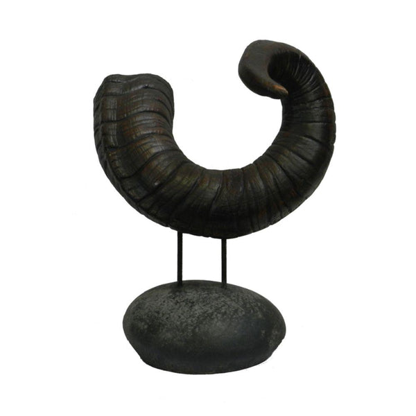 Mesmerizing Tanduk Domba decor - Benzara-Decorative Objects and Figurines-Black-Polyresin-Matte-JadeMoghul Inc.