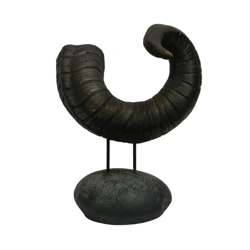 Mesmerizing Tanduk Domba decor - Benzara-Decorative Objects and Figurines-Black-Polyresin-Matte-JadeMoghul Inc.