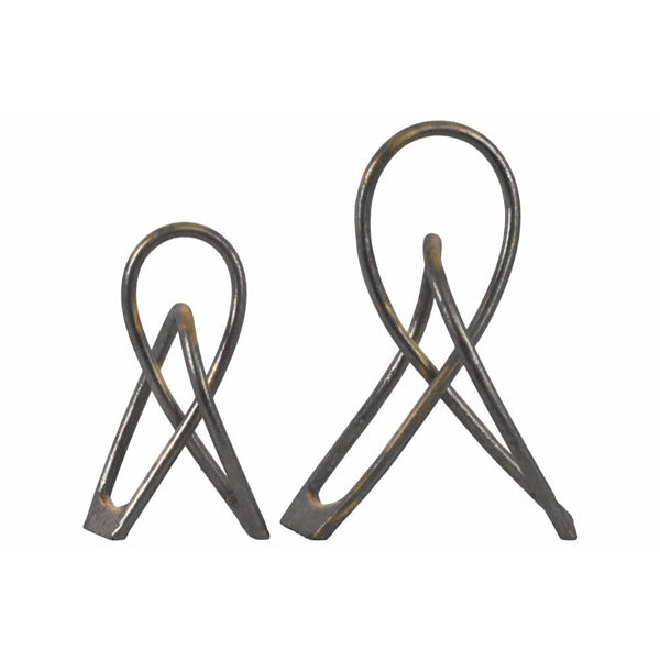 Metal Abstract decor Set of Two Metallic Finish Black - Benzara-Decorative Accessories-Black-JadeMoghul Inc.