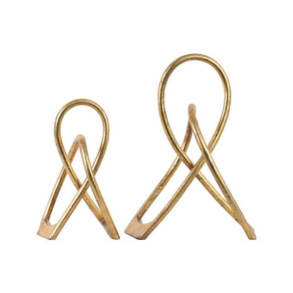 Metal Abstract Knot Tabletop Sculpture, Gold, Set of 2-Sculptures-Gold-Metal-JadeMoghul Inc.