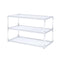 Metal And Acrylic TV Stand With Two Open Glass Shelves, Silver And Clear-Living Room Furniture-Silver And Clear-Metal Acrylic And Glass-JadeMoghul Inc.