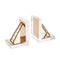 Metal And Glass Book Ends, Set Of 2, Clear And Gold-Bookends-Clear And Gold-Metal / Glass-JadeMoghul Inc.