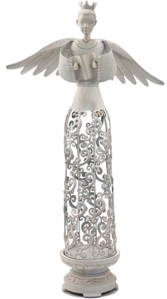 Metal And Resin Angel figurine, White-Decorative Objects and Figurines-White-metal resin-JadeMoghul Inc.