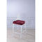 Metal Armless Counter Height Chair With Velvet Seat, Set of 2, Red and Silver-Bar Chairs-Burgundy and Silver-Velvet Acrylic and Metal-JadeMoghul Inc.