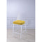 Metal Armless Counter Height Chair With Velvet Seat, Set of 2, Yellow and Silver-Bar Chairs-Yellow and Silver-Velvet Acrylic and Metal-JadeMoghul Inc.