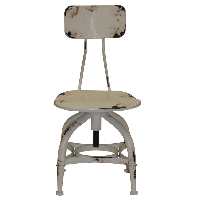 Metal Armless Dining Chair with Adjustable Seat Height and Unique Feet, White, Set of Two-Dining Chairs-White-Metal-JadeMoghul Inc.