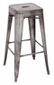 Metal Bar Stool (Set-2), Antiqued Silver-Bar Stools and Counter Stools-Antiqued Silver-Steel-JadeMoghul Inc.