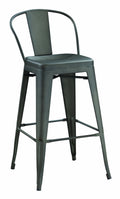 Metal Bar Stools with Tapered Legs and In-Built Footrest, Bronze, Set of Two-Bar Stools & Tables-Bronze-Metal-JadeMoghul Inc.