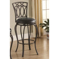 Metal Barstool with Black Faux Leather Seat-Bar Stools and Counter Stools-Black-Metal & leather-Black-JadeMoghul Inc.