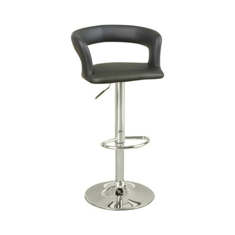 Metal Base Bar Stool With Faux Leather Seat And Gas Lift Black & Silver Set of 2