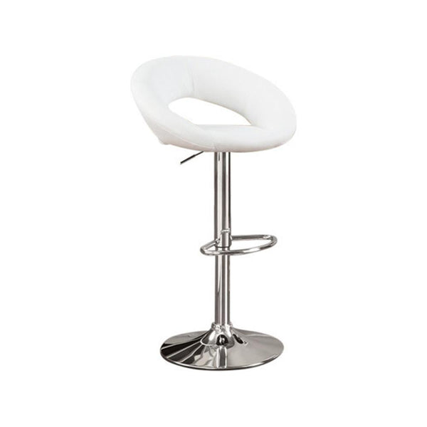 Metal Base Bar Stool With Faux Leather Seat White & Silver Set of 2