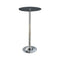 Metal Base Bar Table With Round Glass Top, Black & Silver-Indoor Pub and Bistro Tables-Silver & Black-Mm Tempered Glass Top Metal Base With Chrome-JadeMoghul Inc.