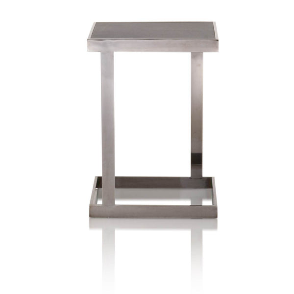 Metal Base End Table In Black Wash-Side Tables and End Tables-Black-Oak Stainless Steel-JadeMoghul Inc.