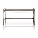 Metal Base Sofa Table With Wooden Top Black Wash-Console Tables-Black-Oak Stainless Steel-JadeMoghul Inc.
