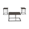 Metal Base Table Set with Floating Wooden Top, Set of Three, Black-Accent Tables-Black-Wood-JadeMoghul Inc.