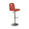 Metal based Swivel Bar Stool With Adjustable Height Set Of 2 Red-Vanity Stools and Benches-Red-Faux Leather Plastic lumber panel with foam seat-JadeMoghul Inc.