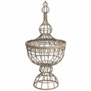 Metal Basket with Finial Lid, Brown-Baskets-Brown-Metal-JadeMoghul Inc.