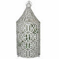 Metal Bird Caged Lantern,White/Blue-Candleholders-White-Metal-JadeMoghul Inc.