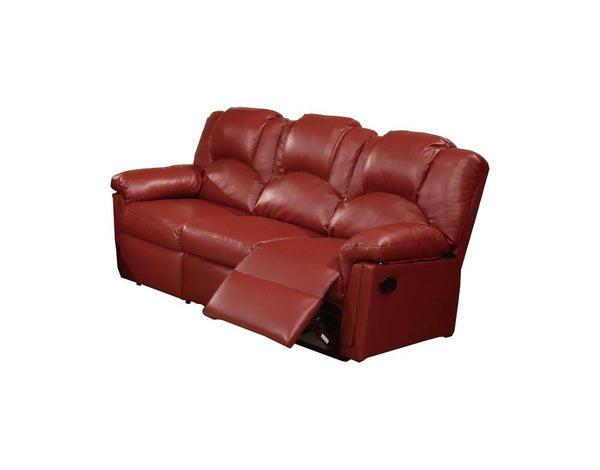 Metal & Bonded Leather Recliner Sofa, Red-Sofas-Red-Hardwood Metal Bonded Leather Color Burgundy-JadeMoghul Inc.