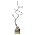 Metal Branch Sculpture On Stand, Silver And Gold-Sculptures-Silver And Gold-ALUMINUM white resin-JadeMoghul Inc.