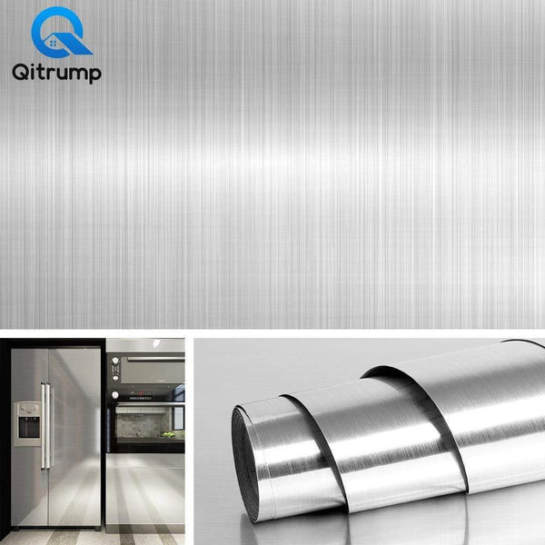 Metal Brushed Gold Silver DIY Removable Wallpaper Decor Film PVC Vinyl Waterproof Oil-proof House Appliance Kitchen Wall Sticker JadeMoghul Inc. 