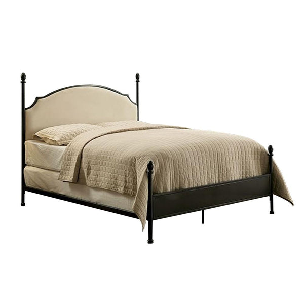 Metal California King Bed, Black-Bedroom Sets-Black-Metal-JadeMoghul Inc.