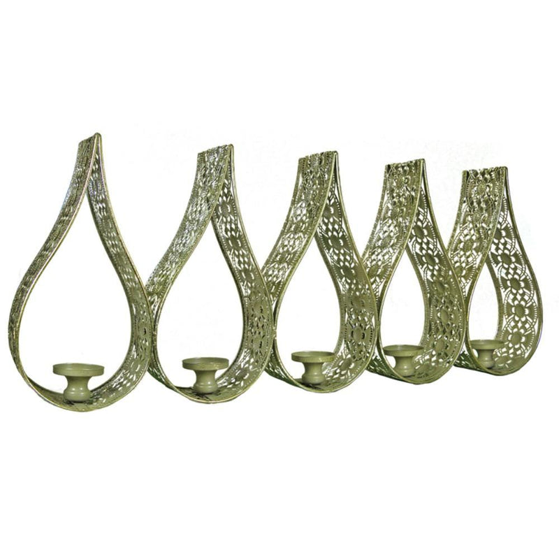 Metal Candle Holder In An Array, With 5 Holders, Beige-Candleholders-Beige-Metal-JadeMoghul Inc.