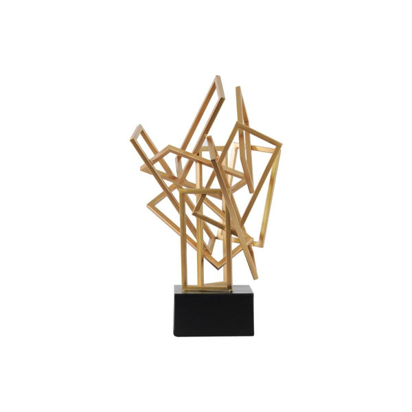 Metal Cascading Sculpture on Square Base, Coated Gold-Sculptures-Gold-Metal-Coated Gold-JadeMoghul Inc.