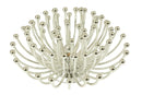 Metal Chandelier with One Bulb In Center and Crystal Accents, Silver and Clear