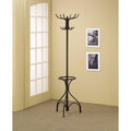 Metal Coat Rack With Umbrella Stand, Black-Coatracks and Umbrella Stands-Black-Metal-JadeMoghul Inc.