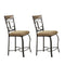 Metal Counter Height Chair with Fabric Cushion Seat and Flared Legs, Brown and Black, Set of Two-Bar Stools & Tables-Brown and Black-Metal, Wood and Fabric-JadeMoghul Inc.