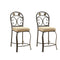 Metal Counter Height Chair with Fabric Padded Cushion Seat, Brown and Black, Set of Two-Bar Stools & Tables-Brown and Black-Metal, Slate and Fabric-JadeMoghul Inc.
