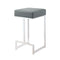 Metal Counter Height Stool, Grey-Bar Stools and Counter Stools-Chrome & Gray-Metal & Leather-JadeMoghul Inc.