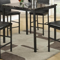 Metal Counter Height Table With Faux Marble Top, Black-Dining Tables-Black-Faux Marble Metal-JadeMoghul Inc.