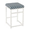 Metal Counter Stool with Fabric Upholstered Geometric Pattern Seat, White and Blue-Bar Stools & Tables-Blue and White-Metal Plywood and Fabric-JadeMoghul Inc.