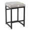 Metal Counter Stool with Geometric Pattern Fabric Upholstered Seat, Gray and Black-Bar Stools & Tables-Gray and Black-Metal and Fabric-JadeMoghul Inc.
