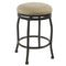 Metal Counter Stool with Swivelling Fabric Padded Seat, Beige and Black-Bar Stools & Tables-Beige-Metal and Fabric-JadeMoghul Inc.