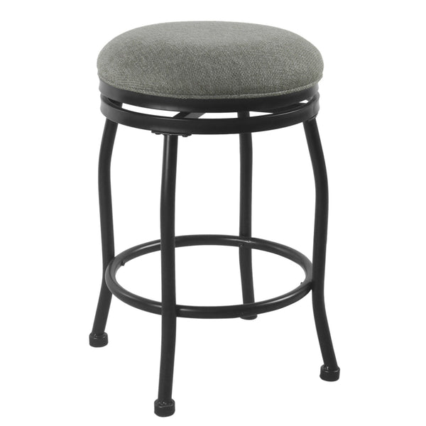 Metal Counter Stool with Swivelling Fabric Padded Seat, Gray and Black-Bar Stools & Tables-Gray-Metal and Fabric-JadeMoghul Inc.
