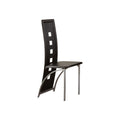 Metal DINING CHAIR with cutout Back Set of 2 BLACK and CHROME-Dining Chairs-Black-Sliver Finish metal _ Black faux leather seat-JadeMoghul Inc.