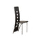 Metal DINING CHAIR with cutout Back Set of 2 BLACK and CHROME-Dining Chairs-Black-Sliver Finish metal _ Black faux leather seat-JadeMoghul Inc.